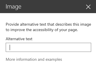 SharePoint 中 [影像] 替代文字對話方塊的螢幕擷取畫面。