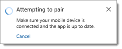 The alert message that appears when you attempt to pair to the Mobile mic on the Dragon Copilot mobile app.