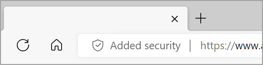 當網站啟用增強安全性時，Microsoft Edge 地址列左側會顯示額外的安全畫面。