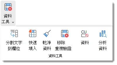 Excel 功能區上的 [資料驗證] 按鈕。