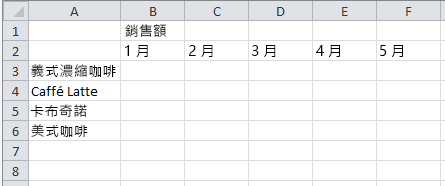 範例工作表
