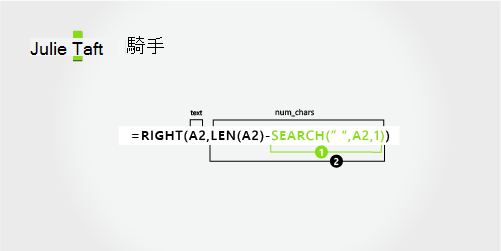 用來分隔名字和連字號姓氏的公式