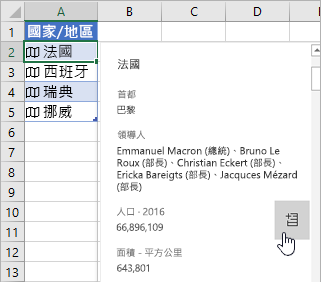 游標停留在卡片中的人口欄位上，以及 [解壓縮] 按鈕