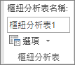 功能區上的樞紐分析表選項