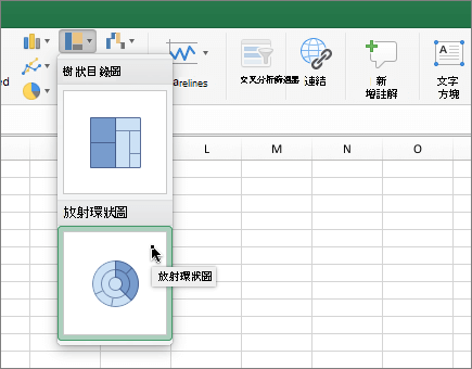 功能區上的放射環狀圖