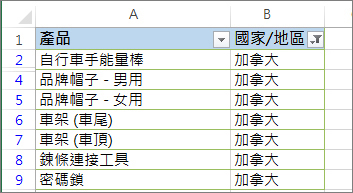 已套用篩選