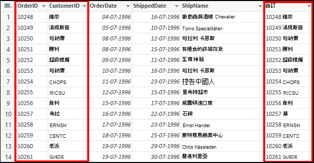 自訂合併資料行
