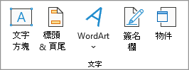 顯示 [文字] 群組的螢幕擷取畫面。