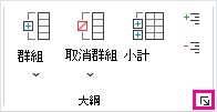 在 [大綱] 群組中，按一下對話方塊啟動器