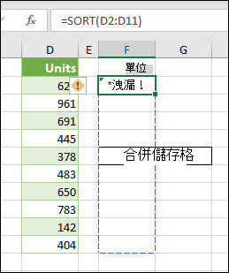 #SPILL！錯誤 - 溢出到合併儲存格