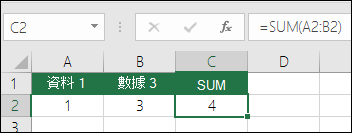 SUM 函數會根據插入或刪除的列與欄自動調整