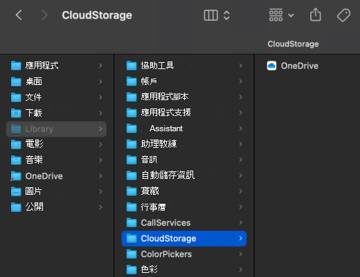 macOS Finder 顯示 OneDrive 位置的截圖