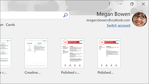 已使用 Microsoft 帳戶登入 Microsoft Word