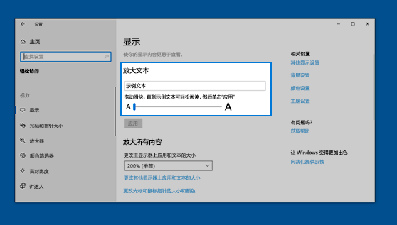 若要放大所有内容（包括图像和应用），请从“放大所有内容”下的下拉菜单中选择一个选项。