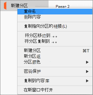 突出显示了“重命名”分区的分区上下文菜单。