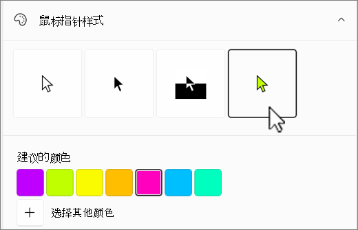 已选择自定义颜色的 Windows 鼠标指针选项。