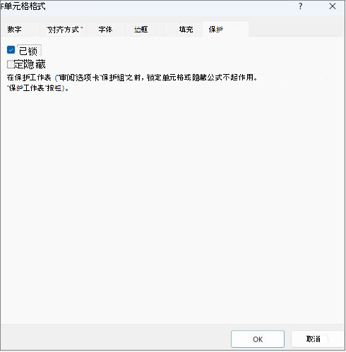 “保护”选项卡中“锁定的框”的屏幕截图。
