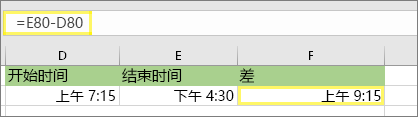 =E80-D80 并且结果为：上午 9:15