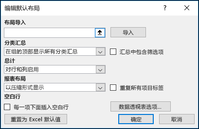 数据透视表默认选项