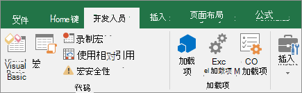功能区上的“开发工具”选项卡