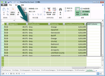 PowerPivot 公式栏