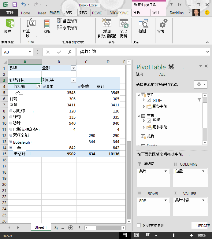筛选后的数据透视表