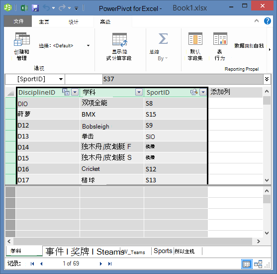 复制 PowerPivot 中的字段