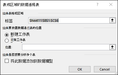 来自范围或表的数据透视表