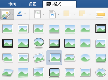 显示“快速样式”菜单上的选项