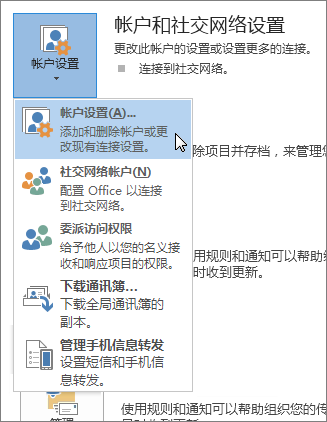 单击“文件 > 帐户设置 > ”“帐户设置”