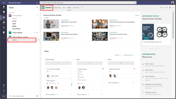 Microsoft Teams 中的常规频道的图像