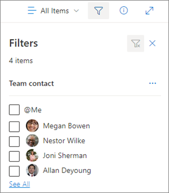 SharePoint 中筛选器窗格的图像