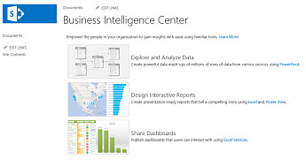 SharePoint Online 中某个商业智能中心网站的主页