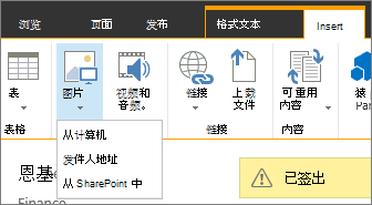 “插入图片”按钮，其下方有源选项菜单。