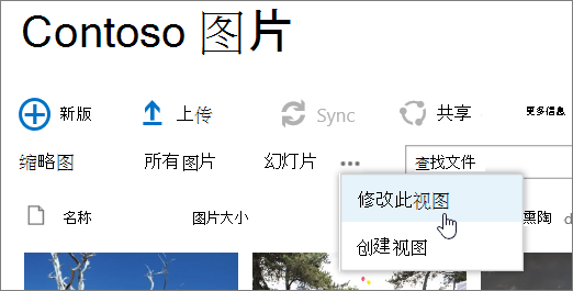 选择了“修改视图”的图片库视图栏