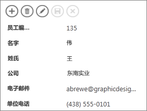 某位员工详细信息视图的部分视图。