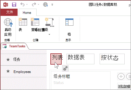 选择 Access 中的视图。
