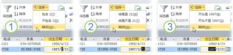 基于部分选定字段的筛选
