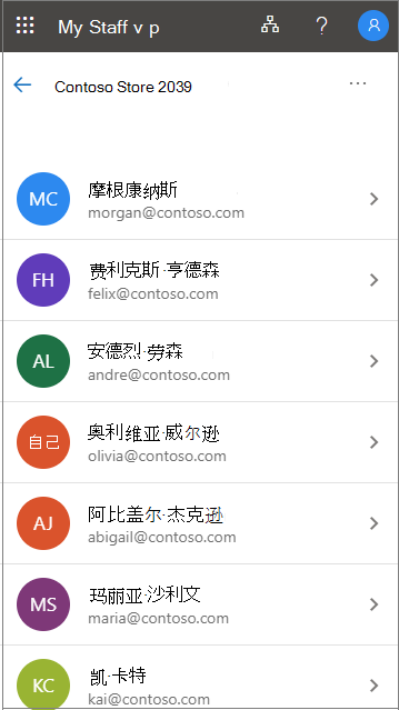 在“我的员工”中选择某个位置中的一个用户