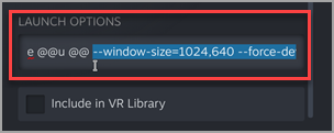 将其他参数添加到 Steam 中 Microsoft Edge Beta 快捷方式“启动选项”的位置。