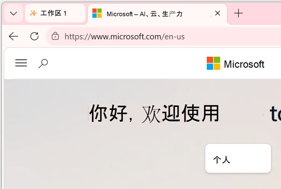 工作区窗口的屏幕截图。