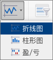 迷你图菜单上的选项