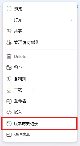 Excel 版本历史记录选项