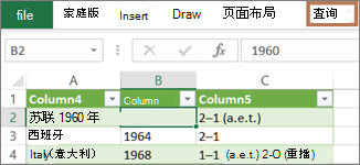 选择查询中的单元格以显示