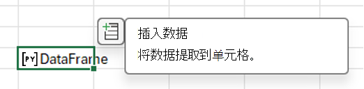 选择“插入数据”图标以提取 DataFrame 数据。
