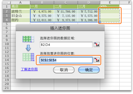 迷你图列第 2 步