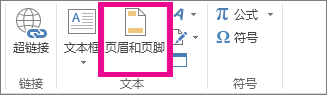 “插入”选项卡上的“页眉 & 页脚”选项