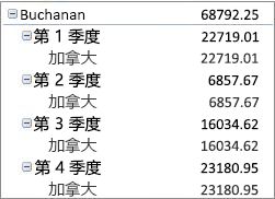 压缩形式的数据透视表