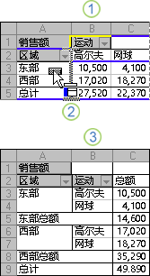 更改数据透视表布局的示例
