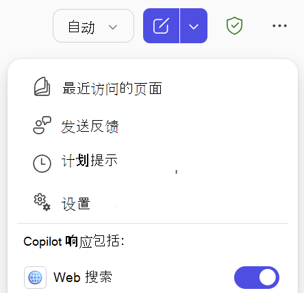 Copilot 对话助手中 Web 搜索切换的屏幕截图
